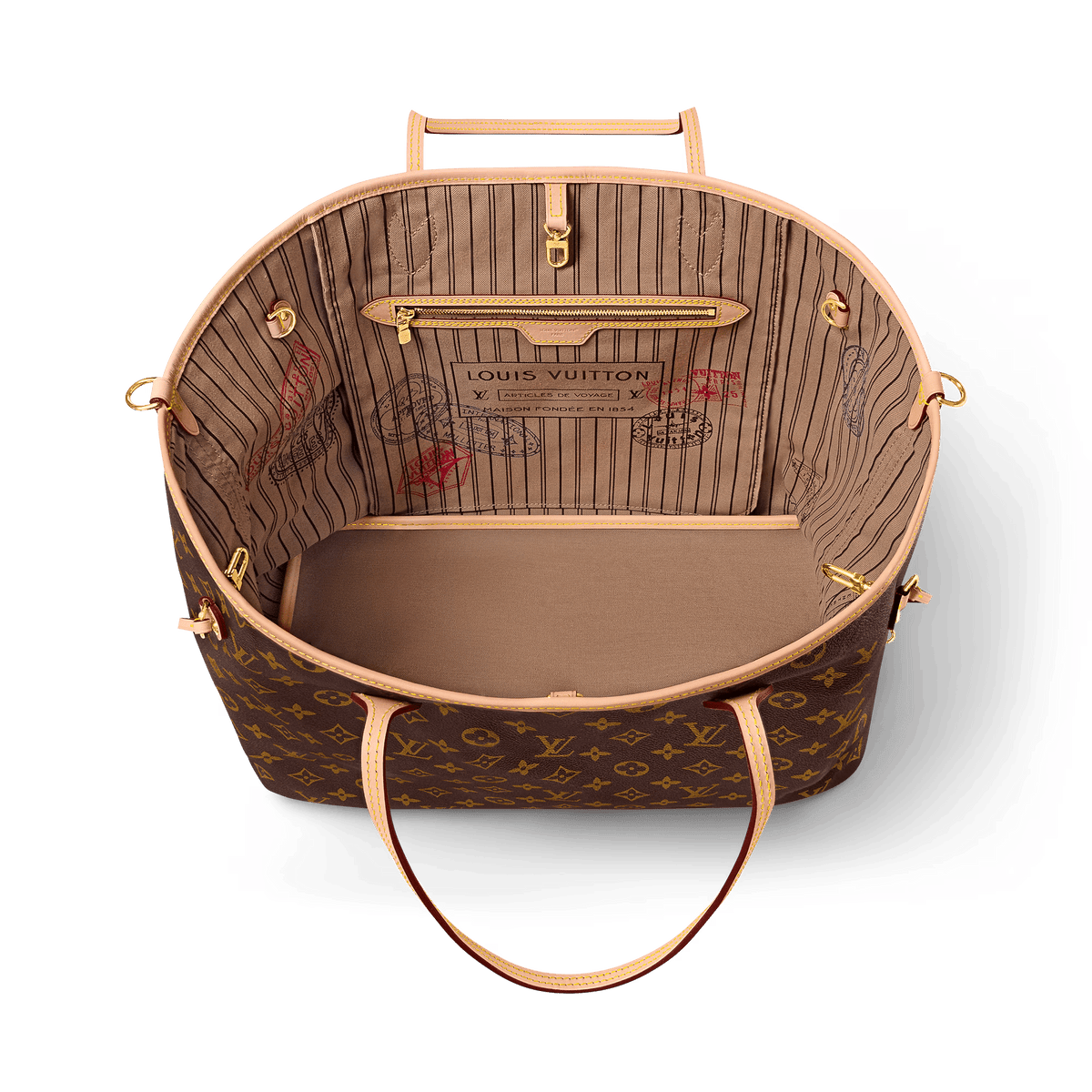 Neverfull Bandoulière Inside Out GM Monogram Coated Canvas Gold-Toned Hardware