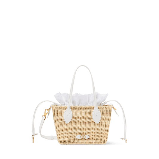 Women's Neverfull BB Wicker Karung Leather Tote Bag