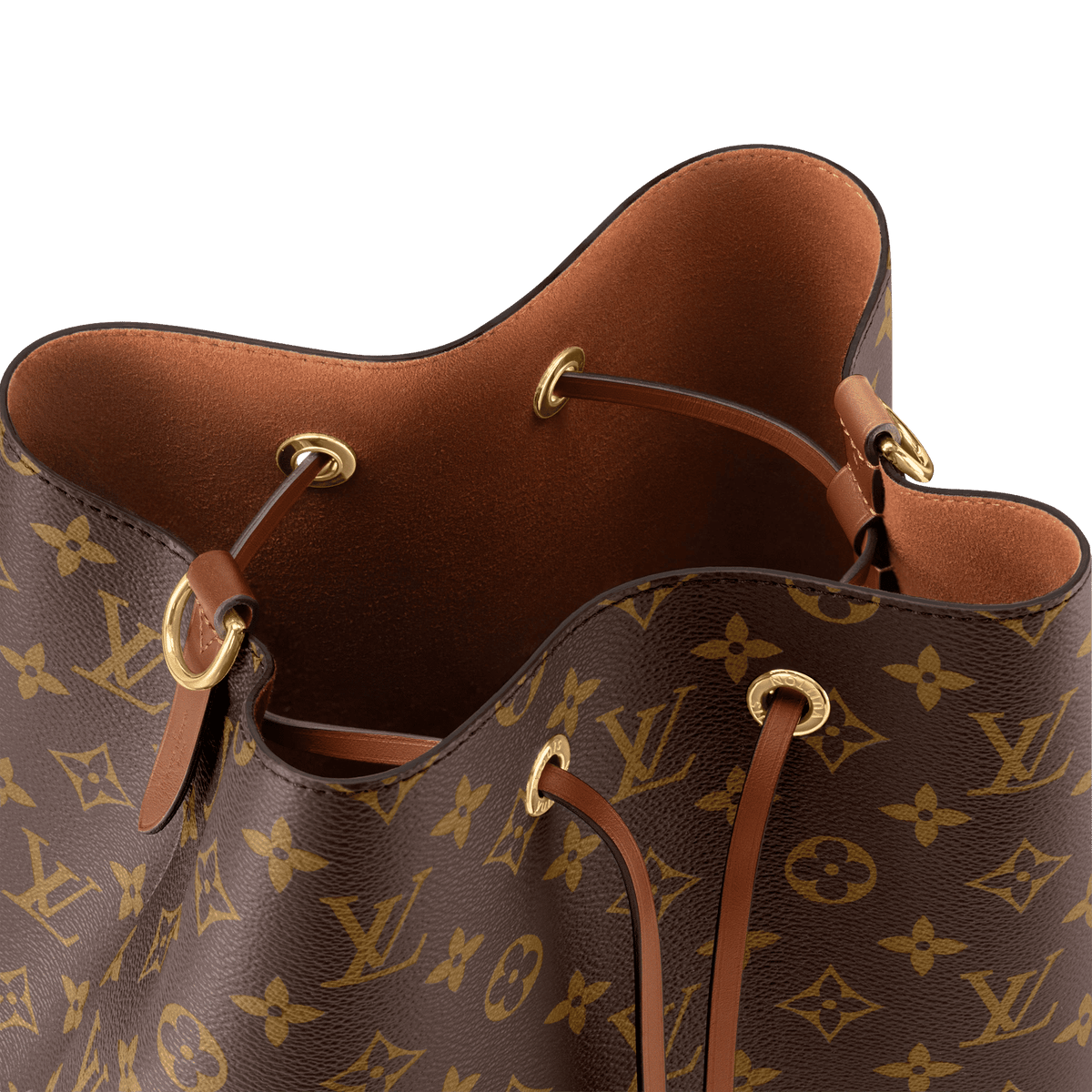 NéoNoé MM Monogram Coated Canvas Caramel Gold-Toned Hardware