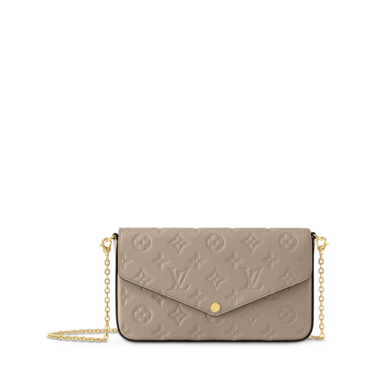 Pochette Félicie Monogram Empreinte Leather Turtledove Gold-Toned Hardware