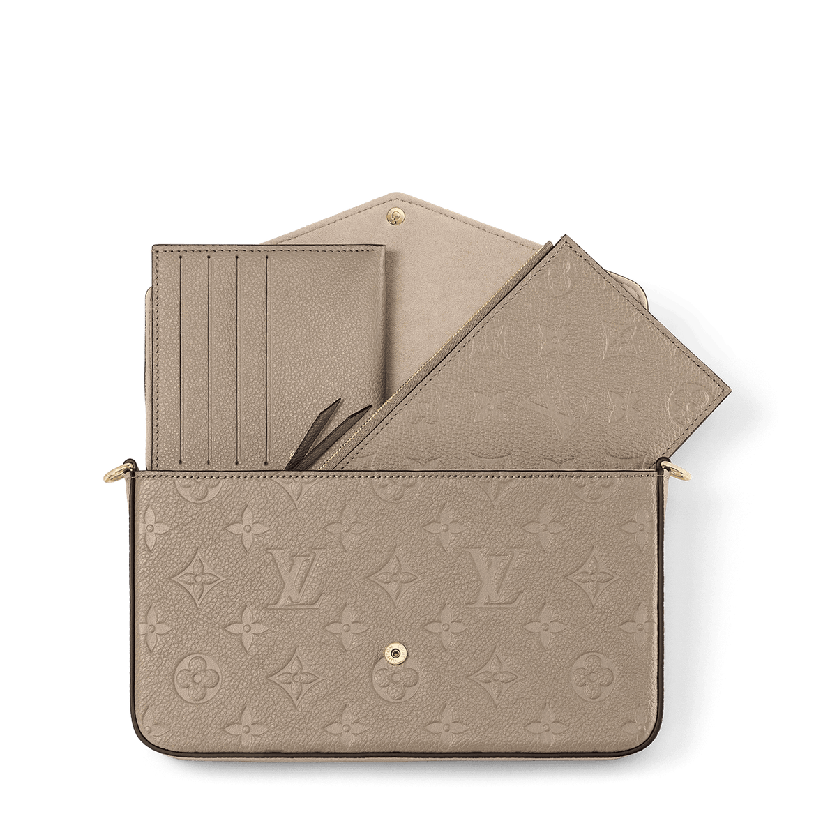 Pochette Félicie Monogram Empreinte Leather Turtledove Gold-Toned Hardware