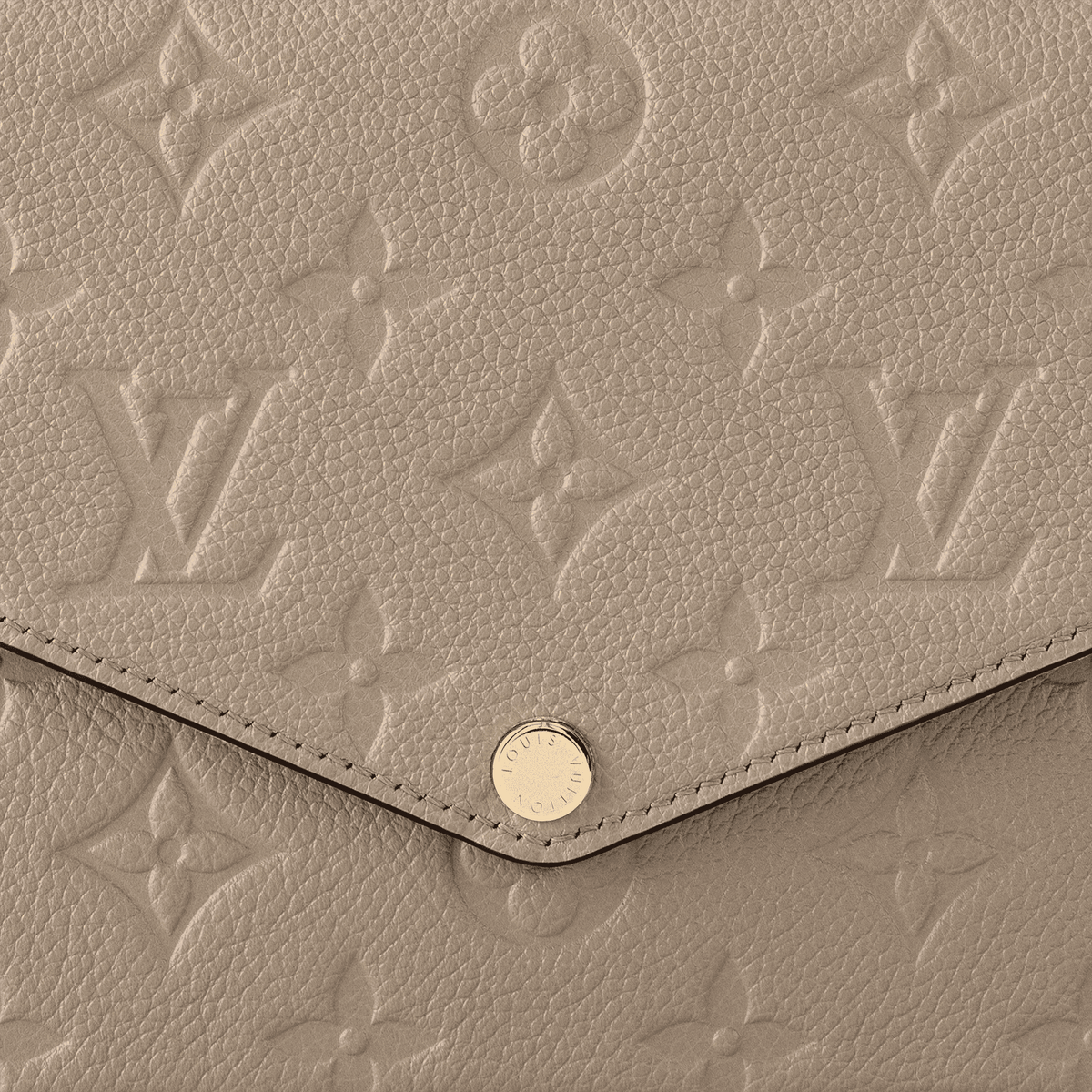 Pochette Félicie Monogram Empreinte Leather Turtledove Gold-Toned Hardware
