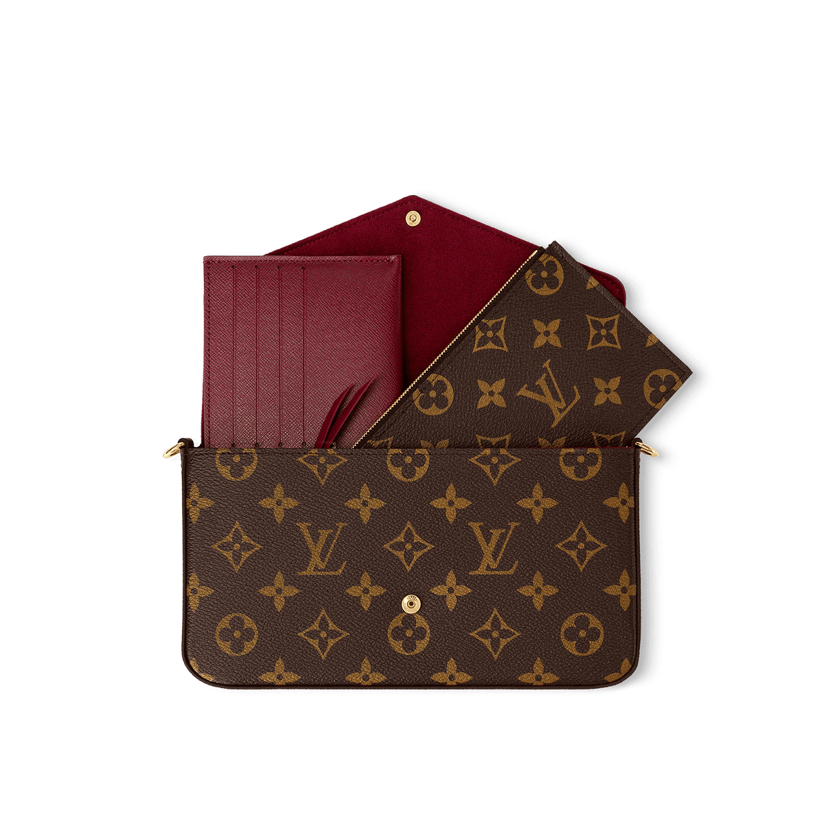 Pochette Félicie Monogram Coated Canvas Fuchsia Gold-Toned Hardware