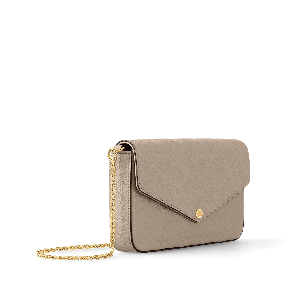Pochette Félicie Monogram Empreinte Leather Turtledove Gold-Toned Hardware