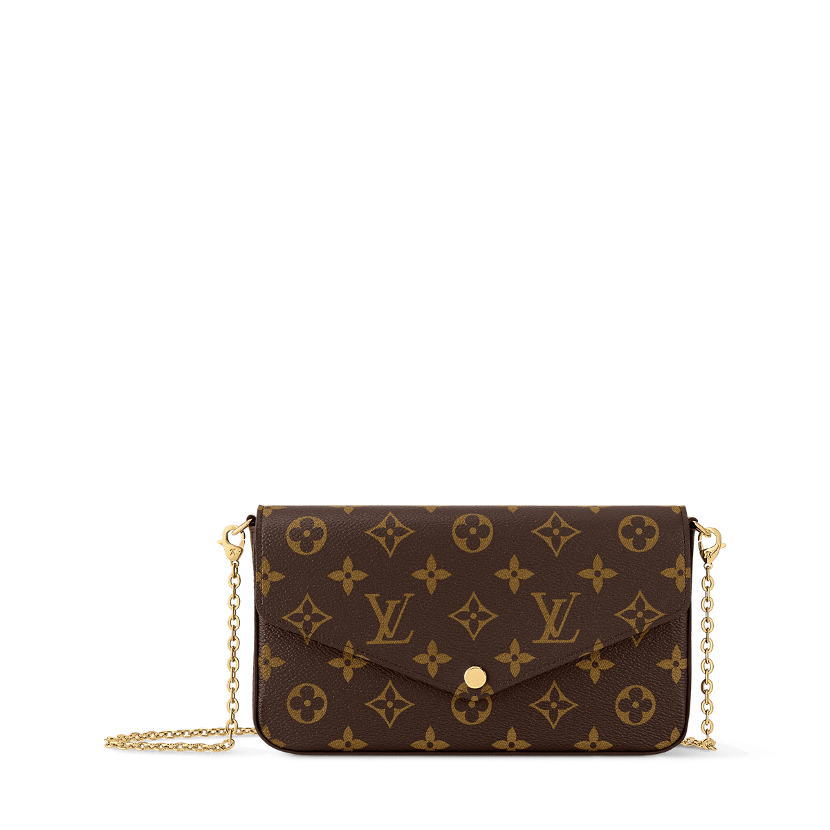 Pochette Félicie Monogram Coated Canvas Fuchsia Gold-Toned Hardware