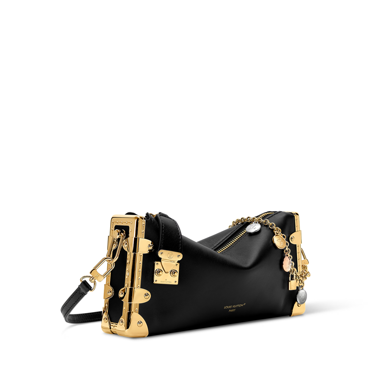 Slim Trunk Calf Leather Black Gold-Toned Hardware