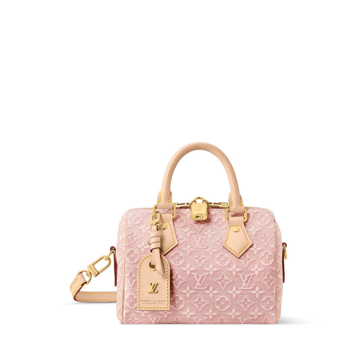 Women's Speedy Bandoulière 20 Monogram Emblème Rose Ruban Bag
