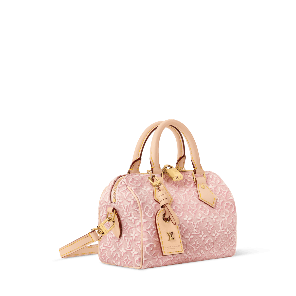 Women's Speedy Bandoulière 20 Monogram Emblème Rose Ruban Bag