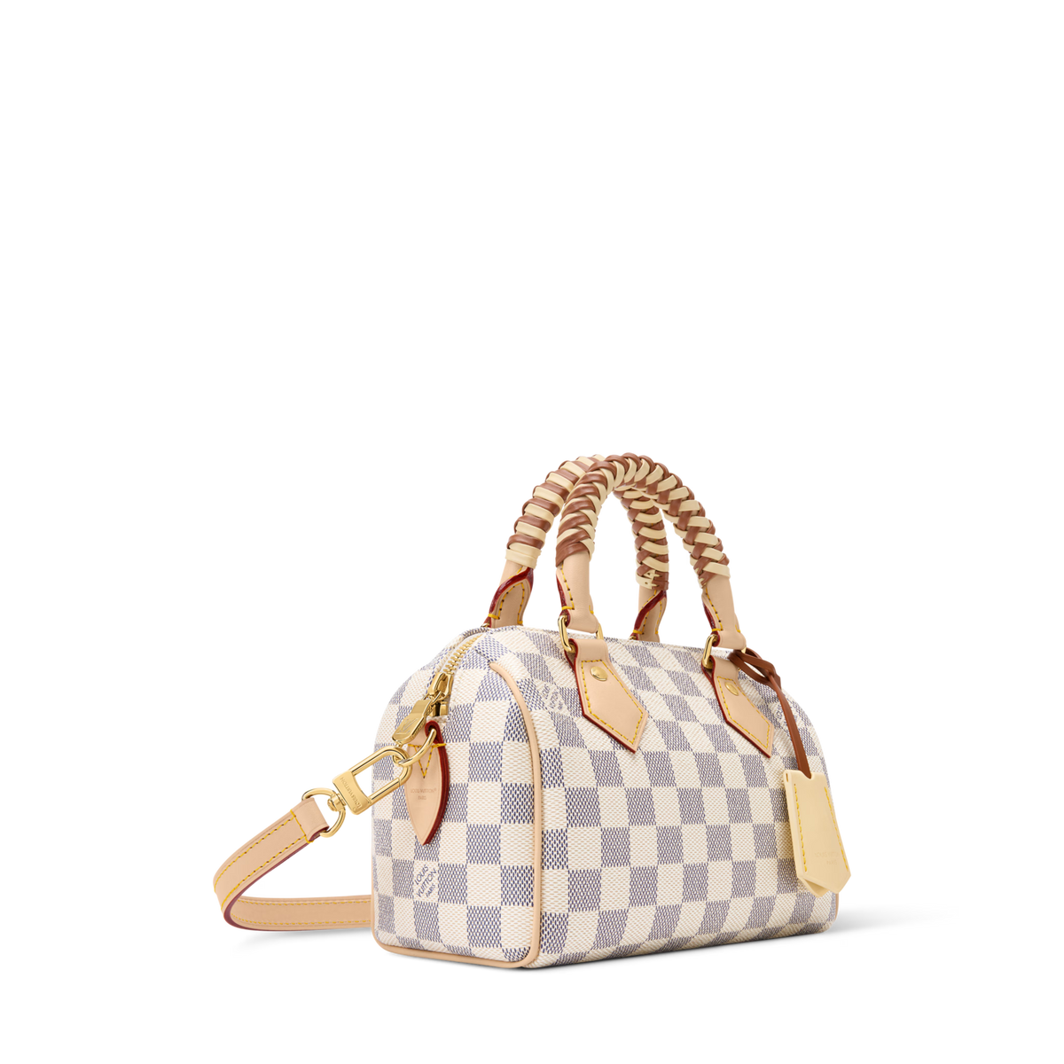 Speedy Bandoulière 20 Damier Azur Coated Canvas Banana Yellow Gold-Toned Hardware