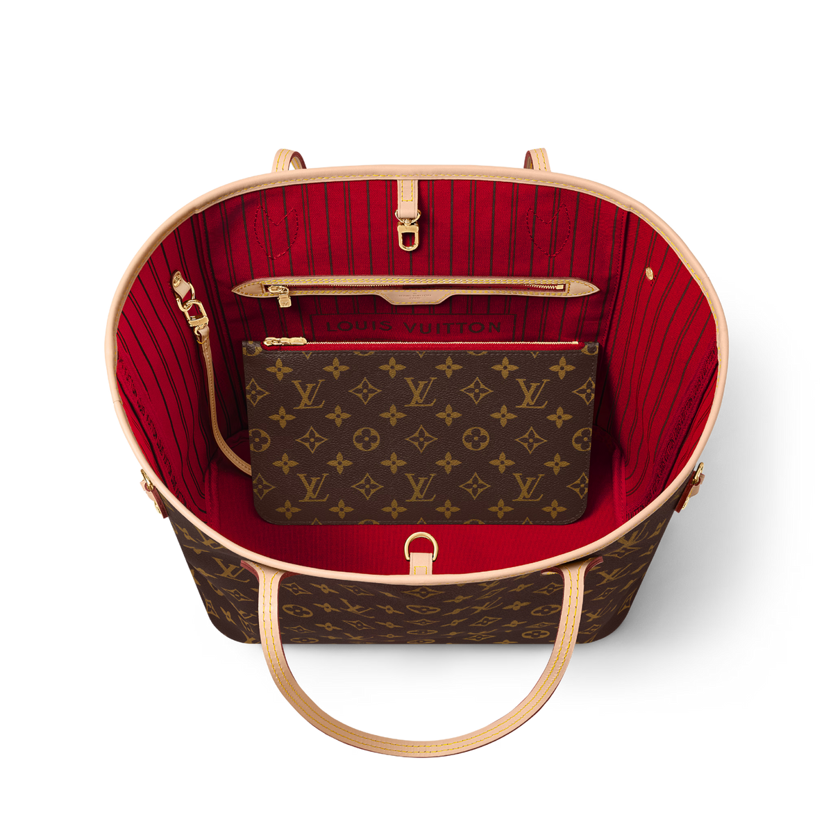 Women's Neverfull MM Tote Monogram Canvas Cherry