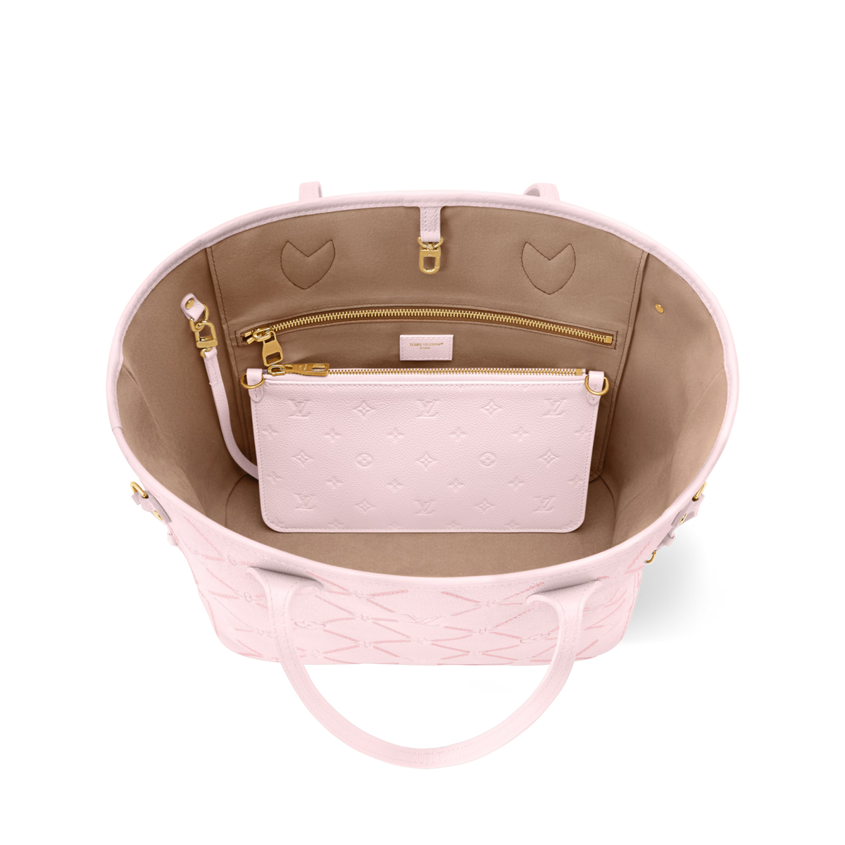 Women's Neverfull MM Light Bliss Monogram Empreinte Leather Tote Bag M28527