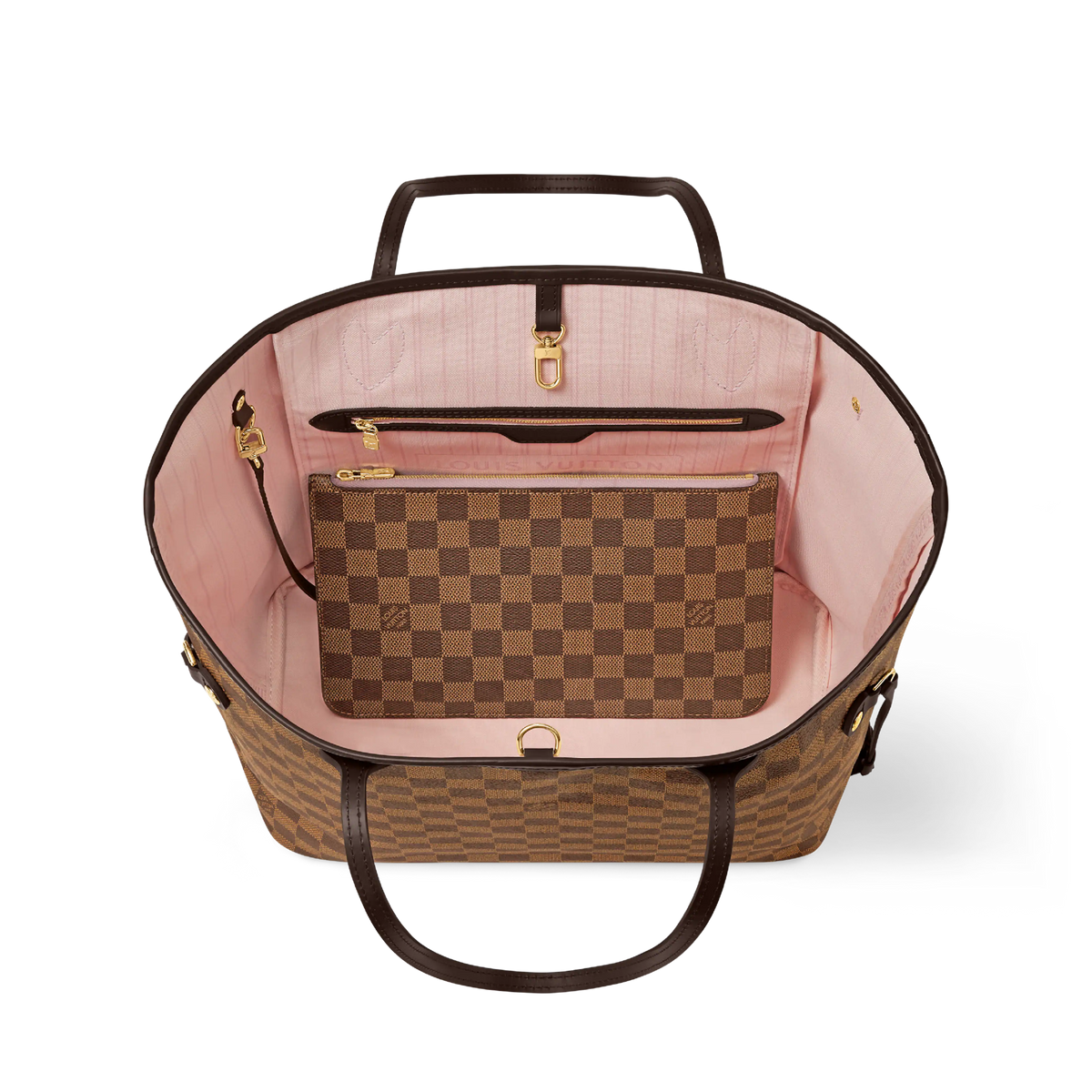 Women's Neverfull MM Damier Ebene Rose Ballerine Tote Bag