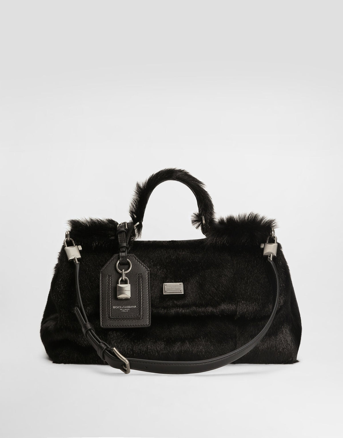 My Sicily Handbag Kid Goat and Plongé Calfskin Black Miami Palladium Plating