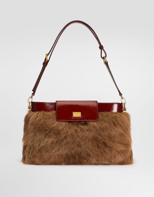Vittoria Shoulder Bag Fur and Calfskin Multicolor Vintage Brass-Toned Hardware
