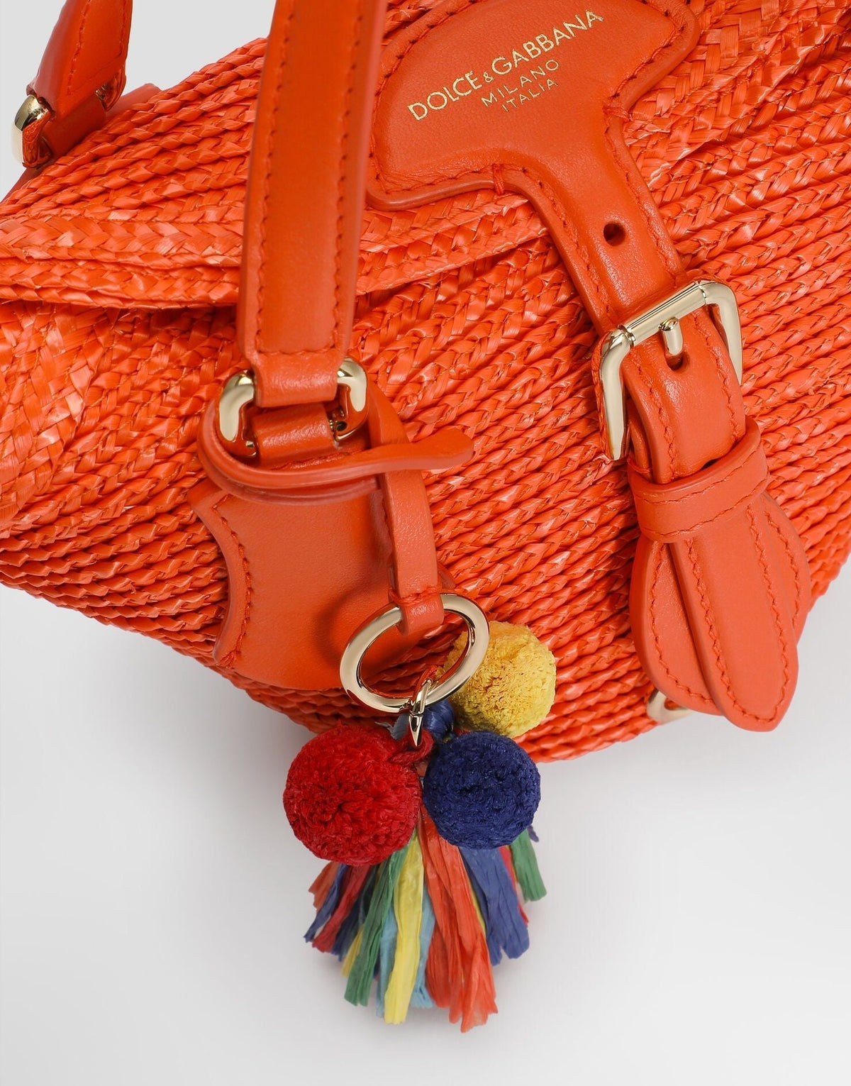 Coffa Capri Tote Bag Raffia Multi-colored Gold-Toned Hardware