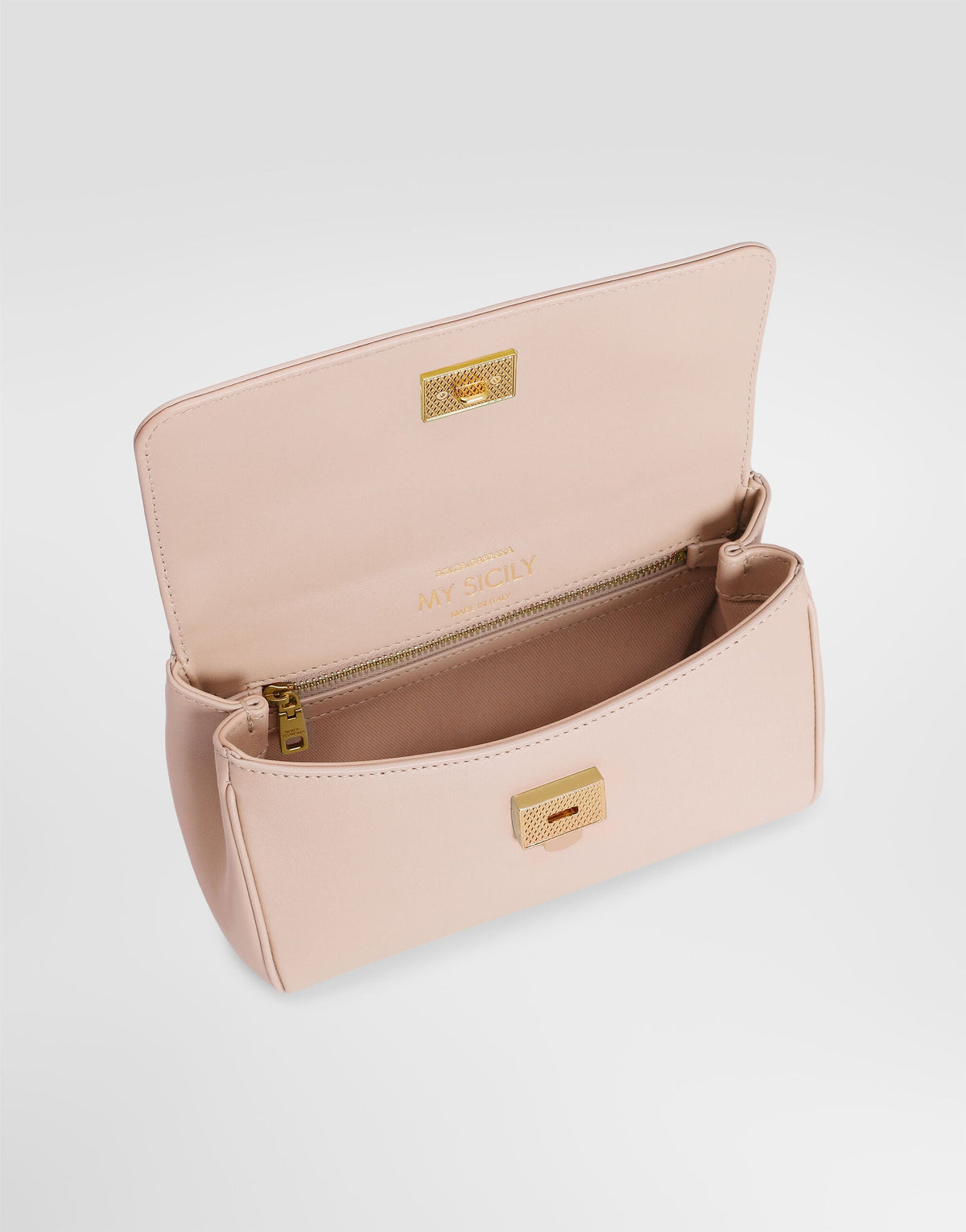 Mini My Sicily Handbag Plongé Calfskin Beige Vintage Brass Hardware