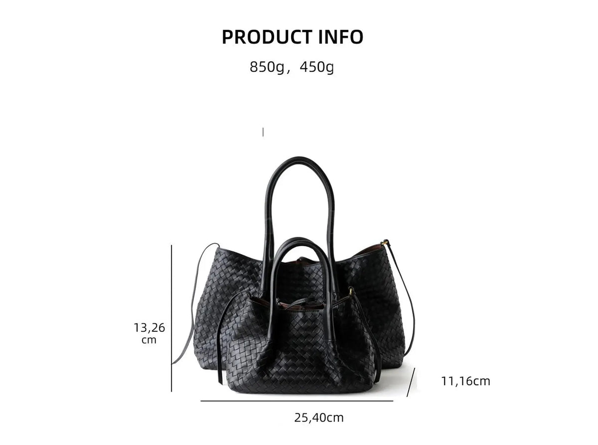 Handwoven Sheepskin Braided Leather Duffle Tote Bag: Large Capacity Commuter Bag