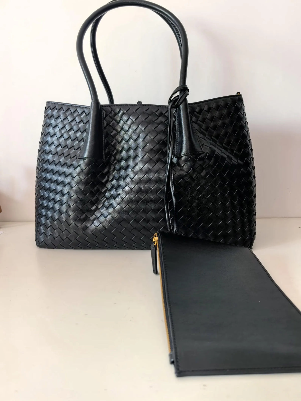 Handwoven Sheepskin Braided Leather Duffle Tote Bag: Large Capacity Commuter Bag