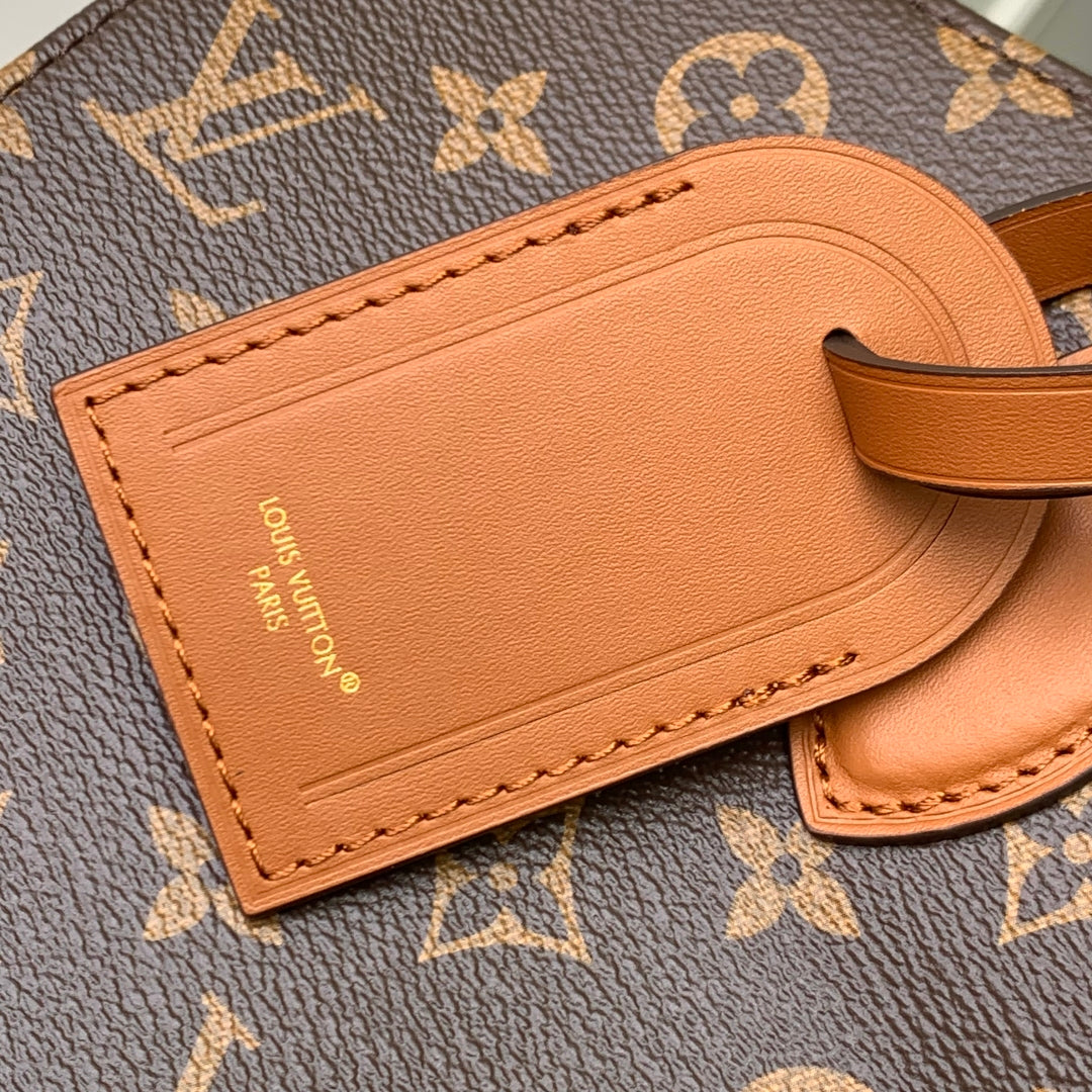 Onthego Organizer 37 in Brown Coated Canvas and Calfskin
