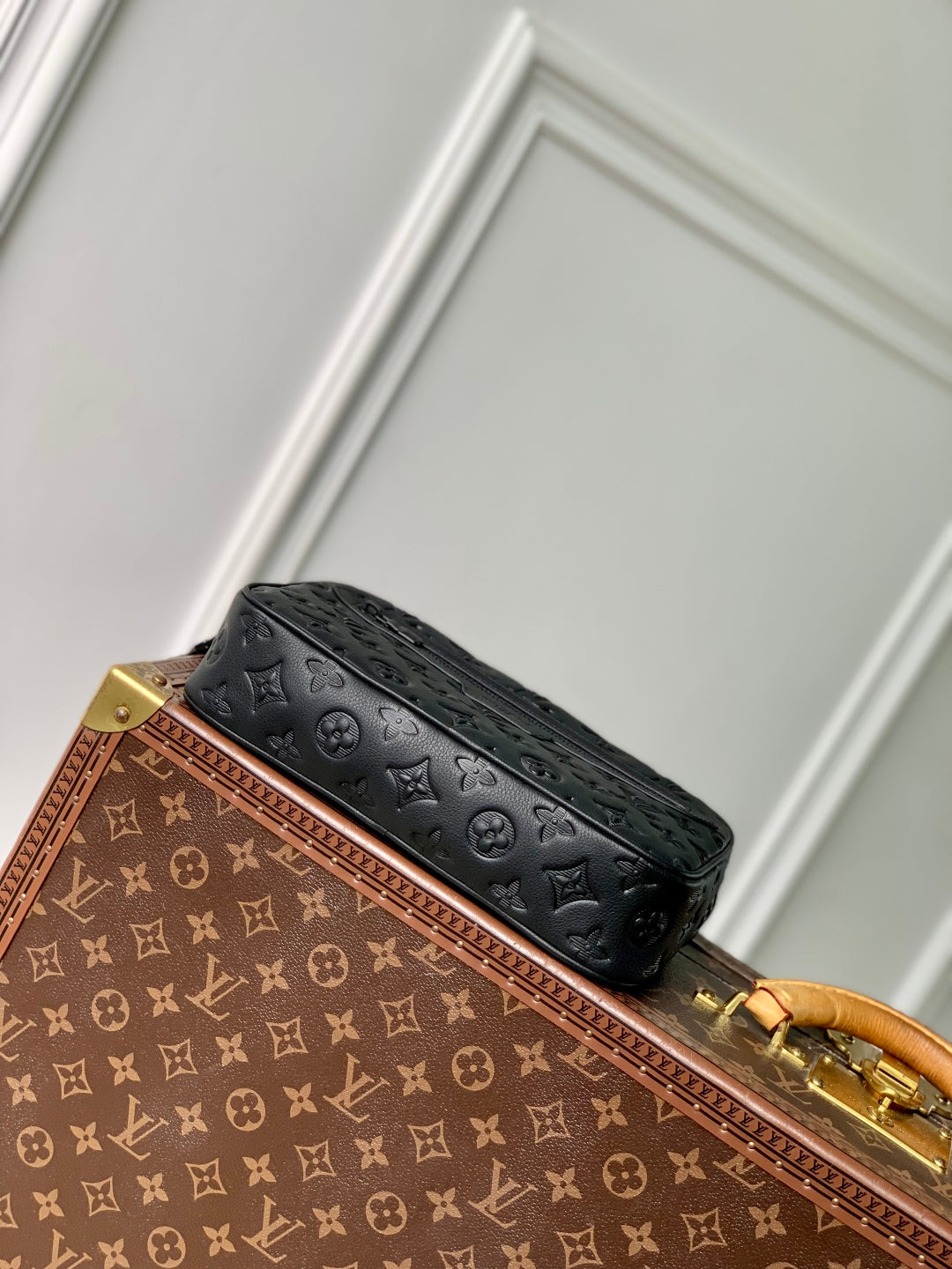Pochette Kasai 24.5 in Black Monogram Shadow Calfskin