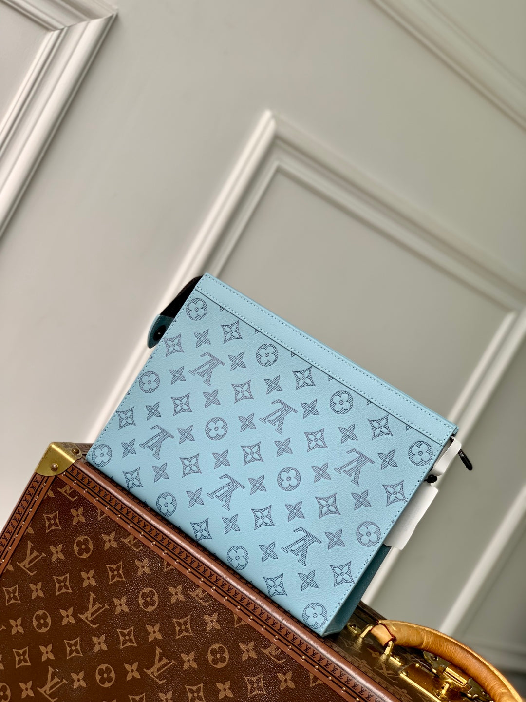Pochette Voyage 26 in Sky Blue Monogram Eclipse Calfskin
