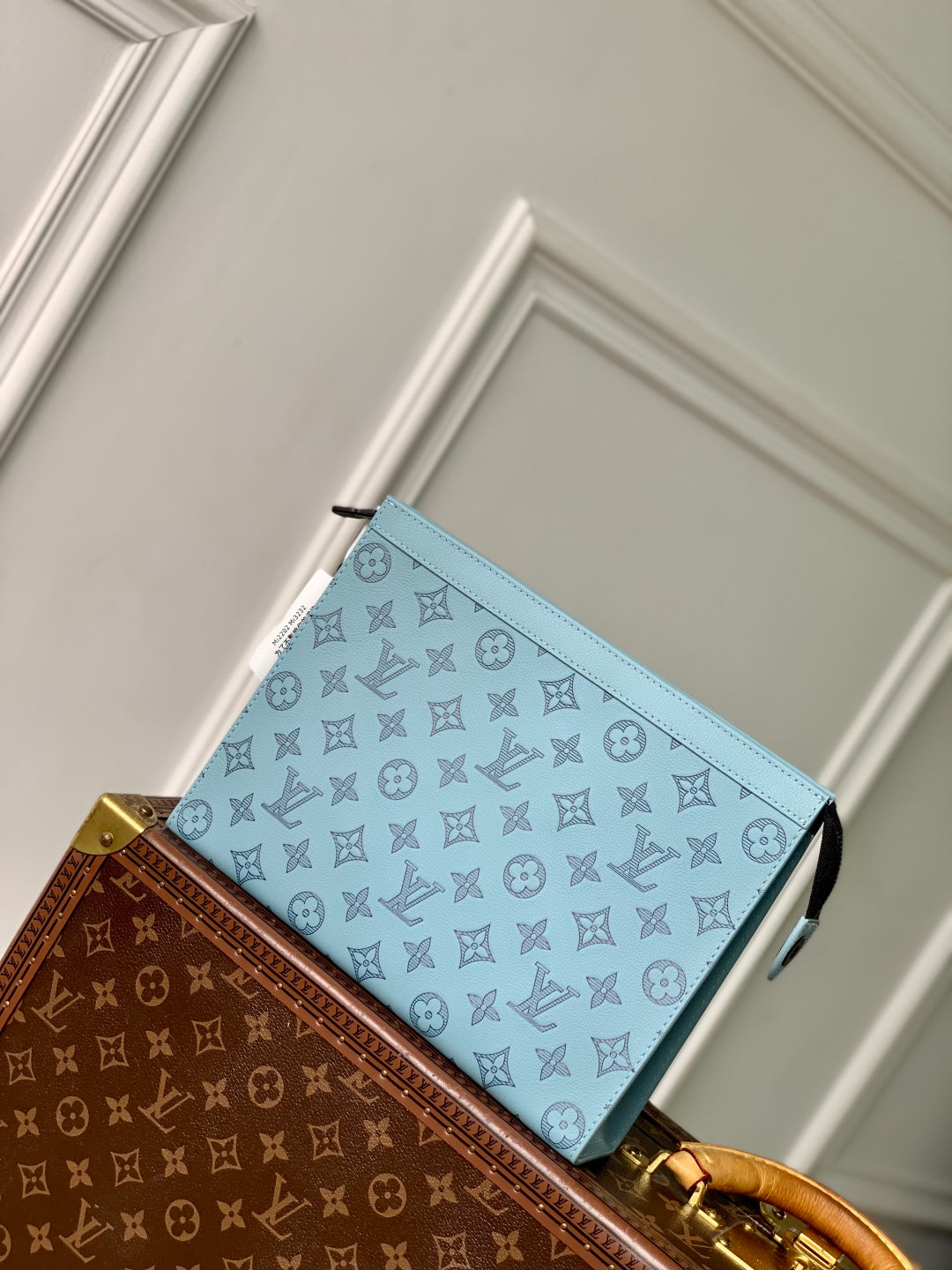 Pochette Voyage 26 in Sky Blue Monogram Eclipse Calfskin