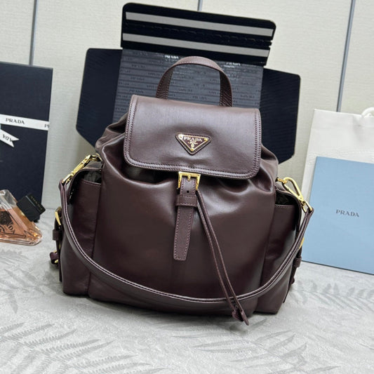 Pra 25S Explore Medium Backpack 29 in Sienna Calfskin Gold Hardware