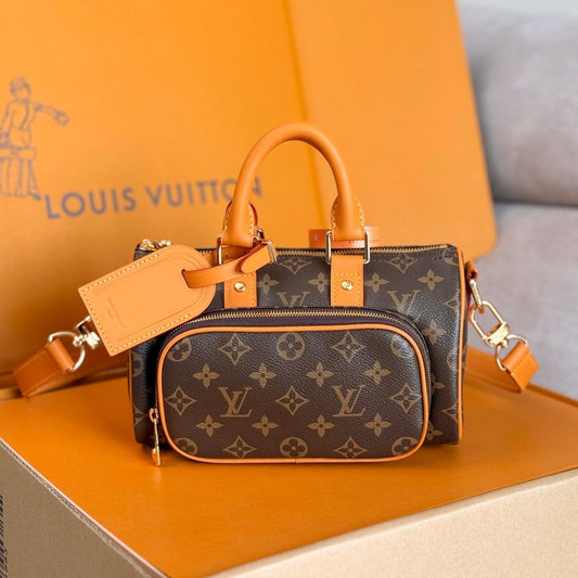 25S Keepall Cargo 25 in Brown Monogram Canvas and Calfskin Gold Hardware