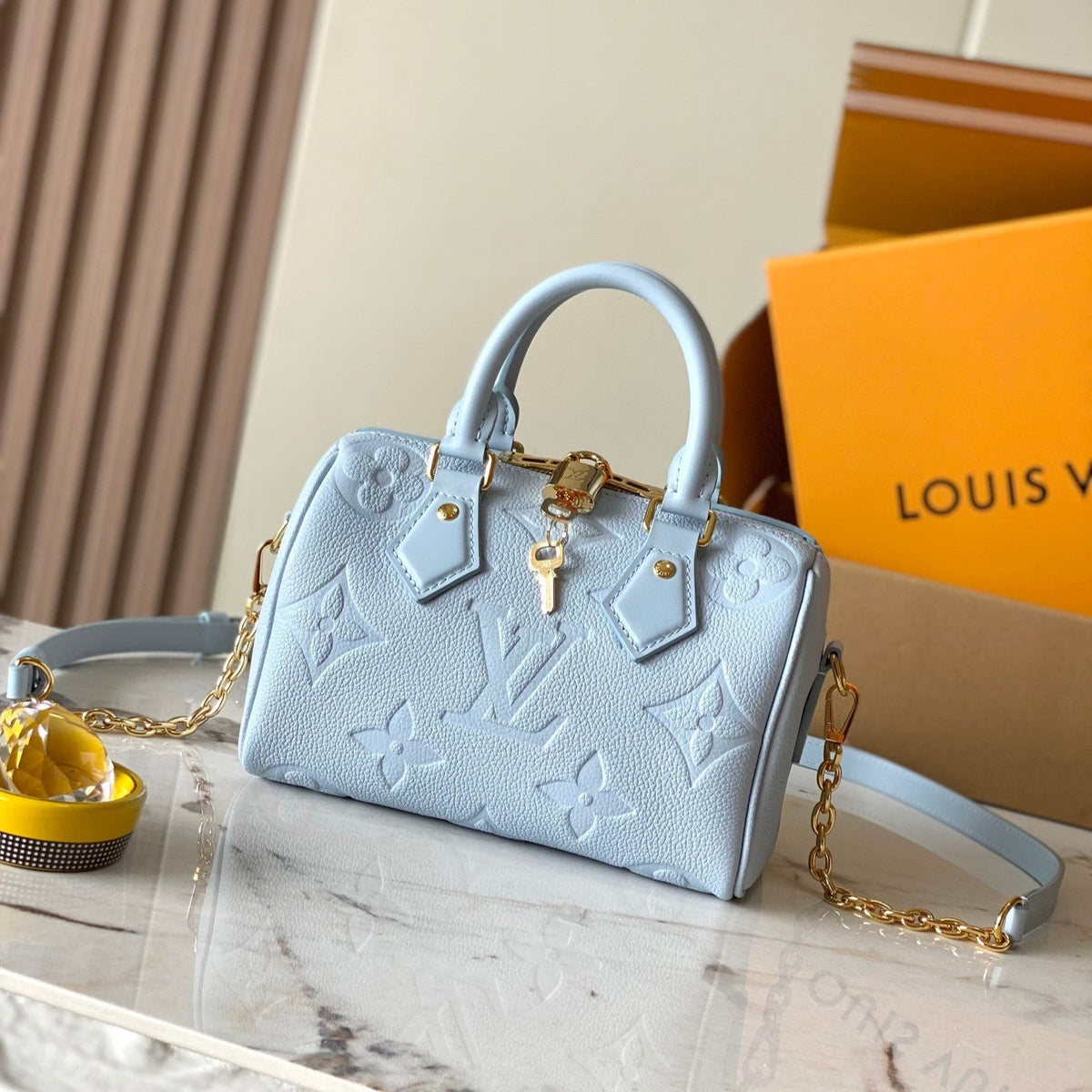 Speedy Bandoulière 20 in Blue Hour Monogram Empreinte Leather