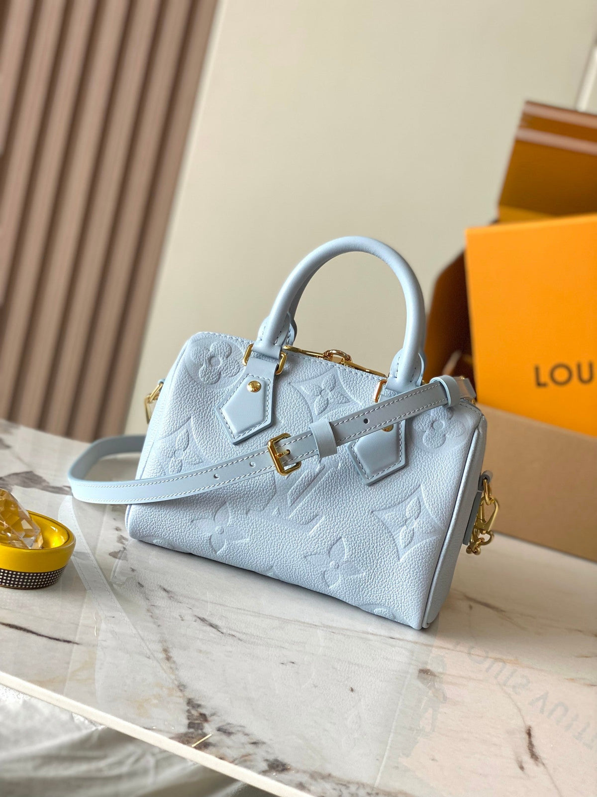 Speedy Bandoulière 20 in Blue Hour Monogram Empreinte Leather