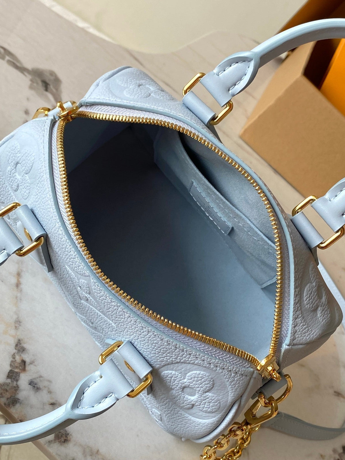 Speedy Bandoulière 20 in Blue Hour Monogram Empreinte Leather
