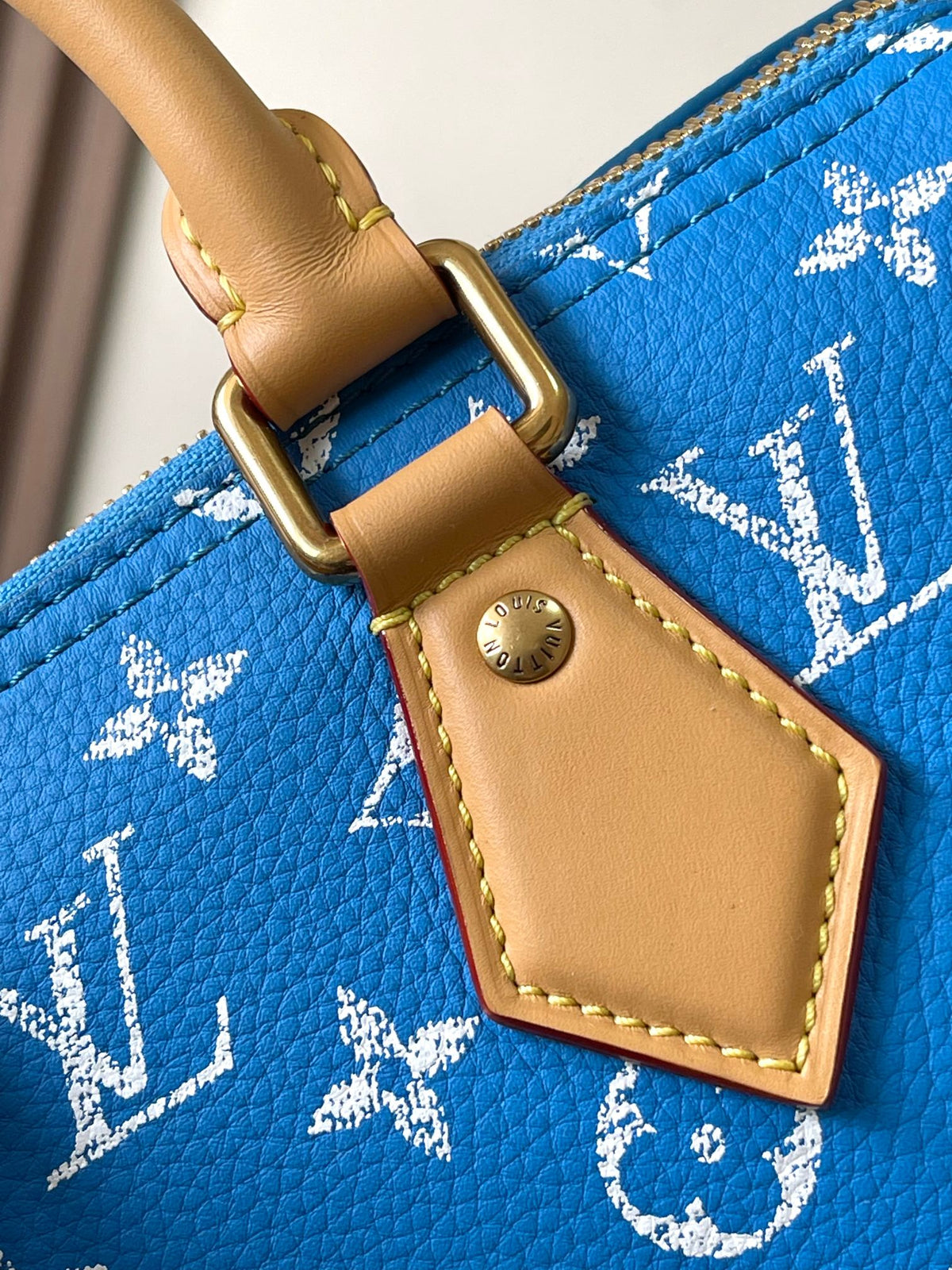 Speedy P9 Bandoulière 25 in Blue Monogram Canvas Gold Hardware
