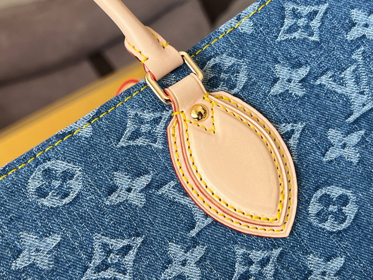 Onthego 35 in Blue Monogram Denim