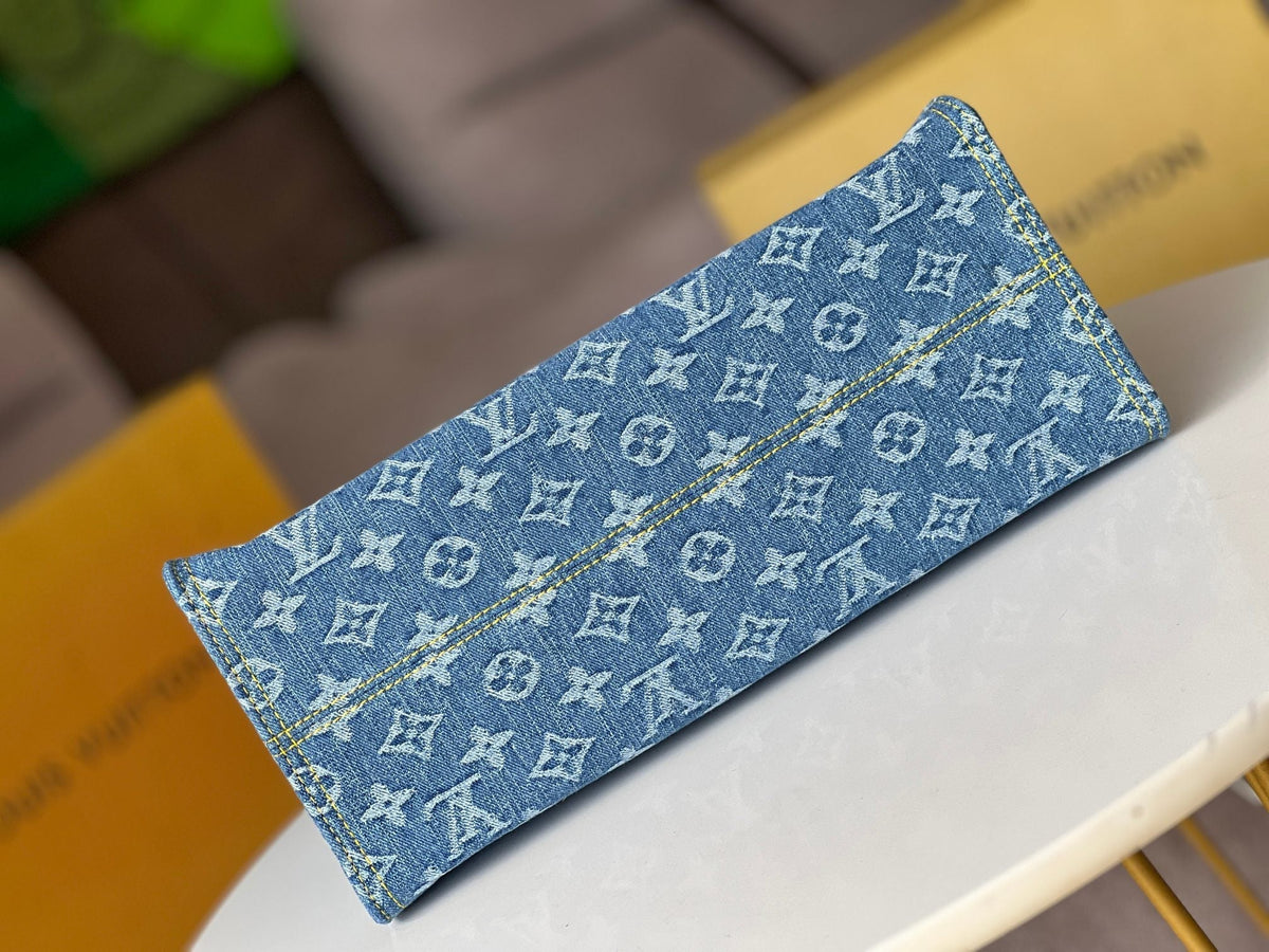 Onthego 35 in Blue Monogram Denim