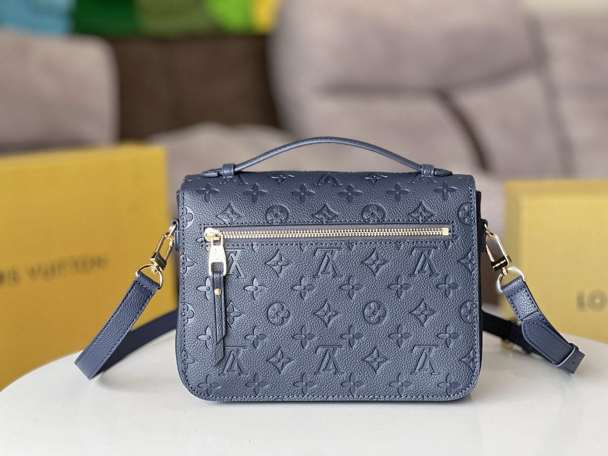25S Pochette Metis 25 in Dark Blue Monogram Coated Canvas Gold Hardware