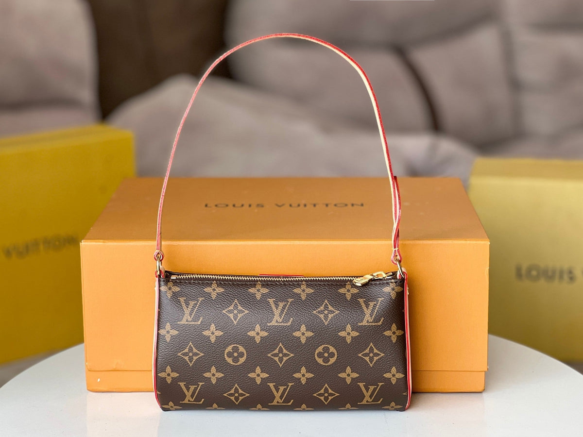 LV 25S Pochette Tirette 22 in Dark Brown Monogram Canvas Gold Hardware