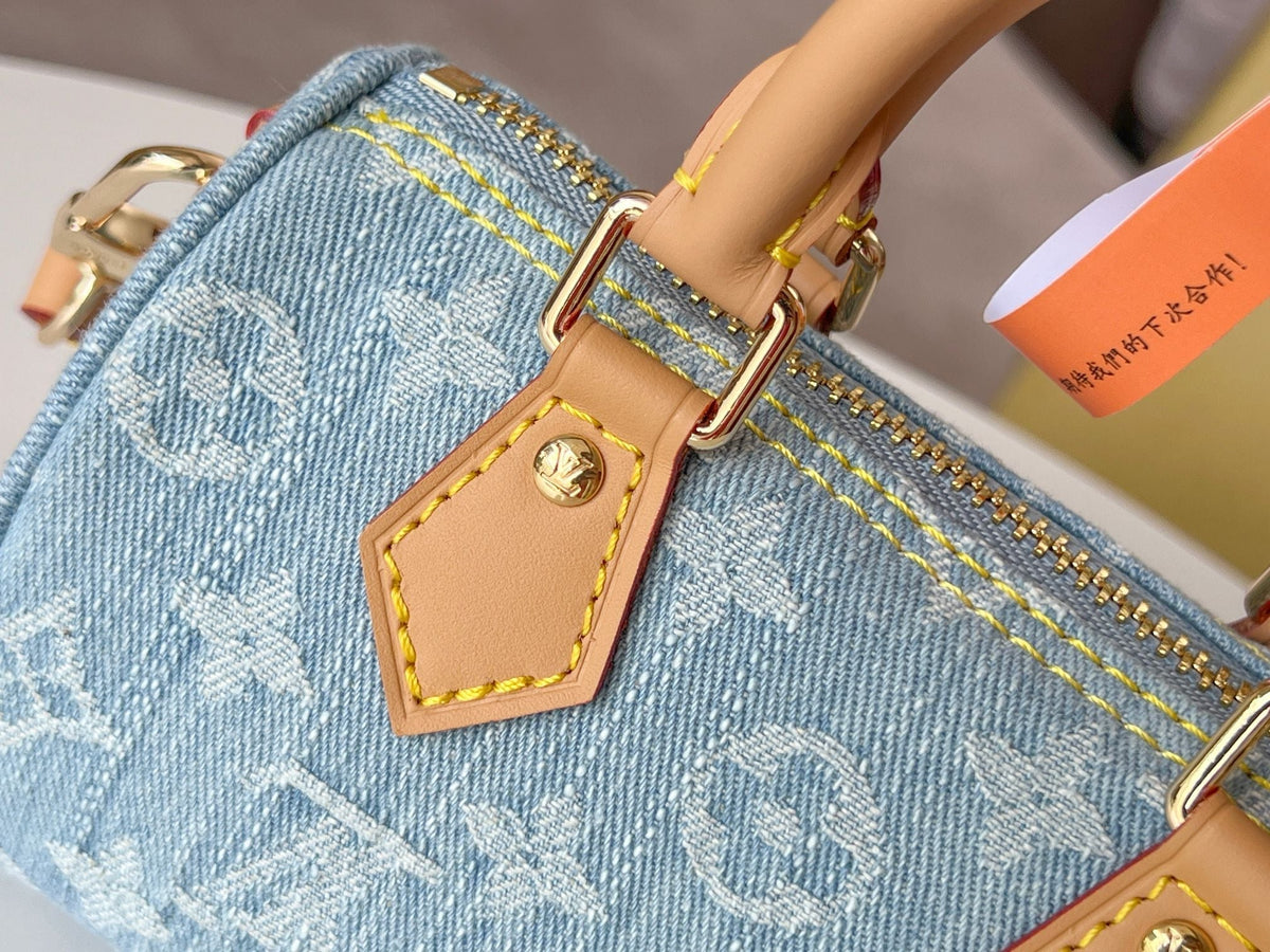 Nano Speedy 16 in Light Blue Monogram Denim