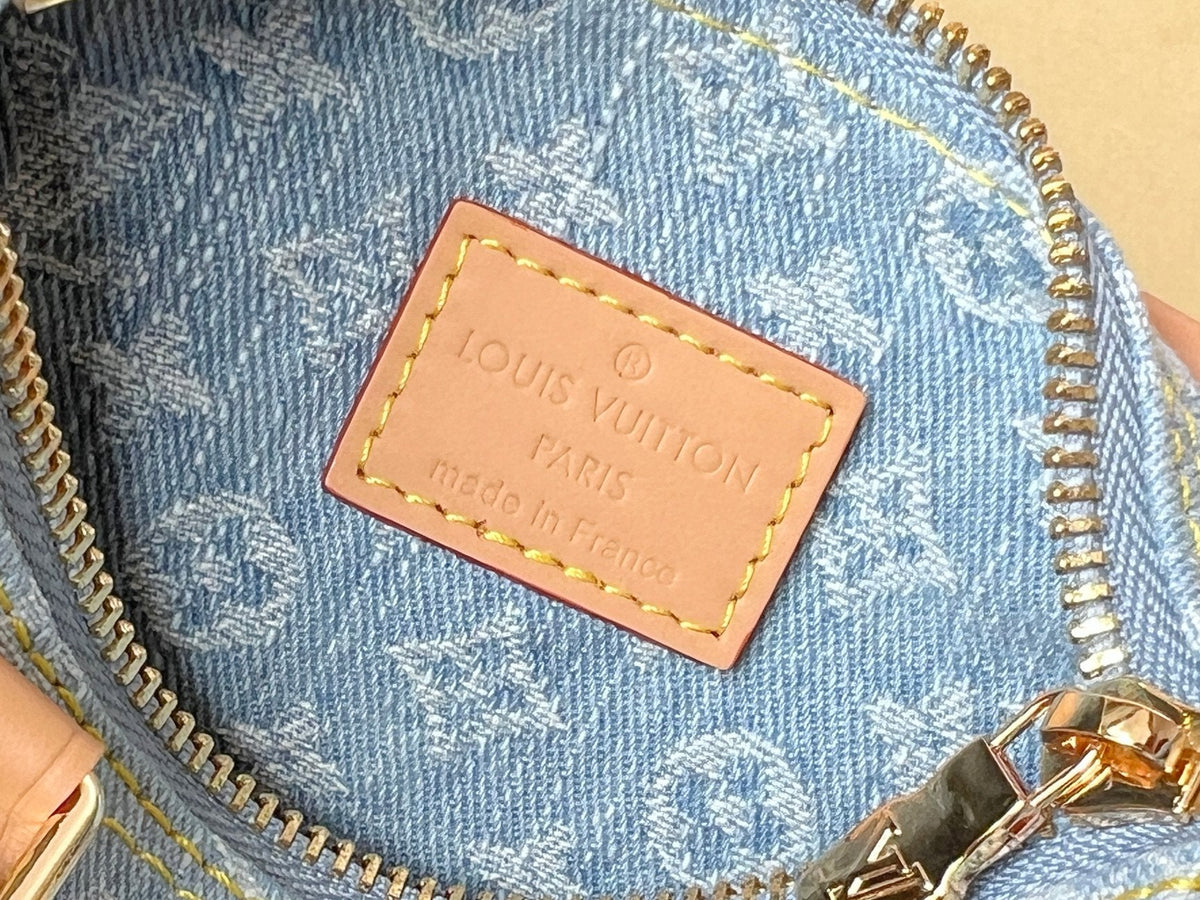 Nano Speedy 16 in Light Blue Monogram Denim