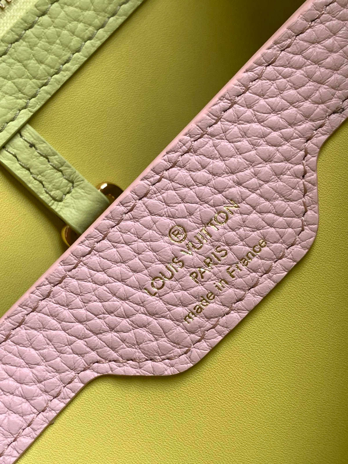 Capucines BB 27 in Pear Green Taurillon Gold Hardware