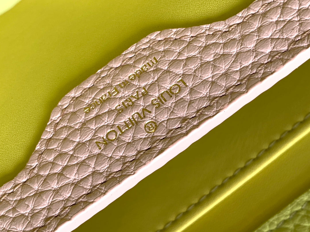 Capucines Mini 21 in Pear Green Taurillon Gold Hardware