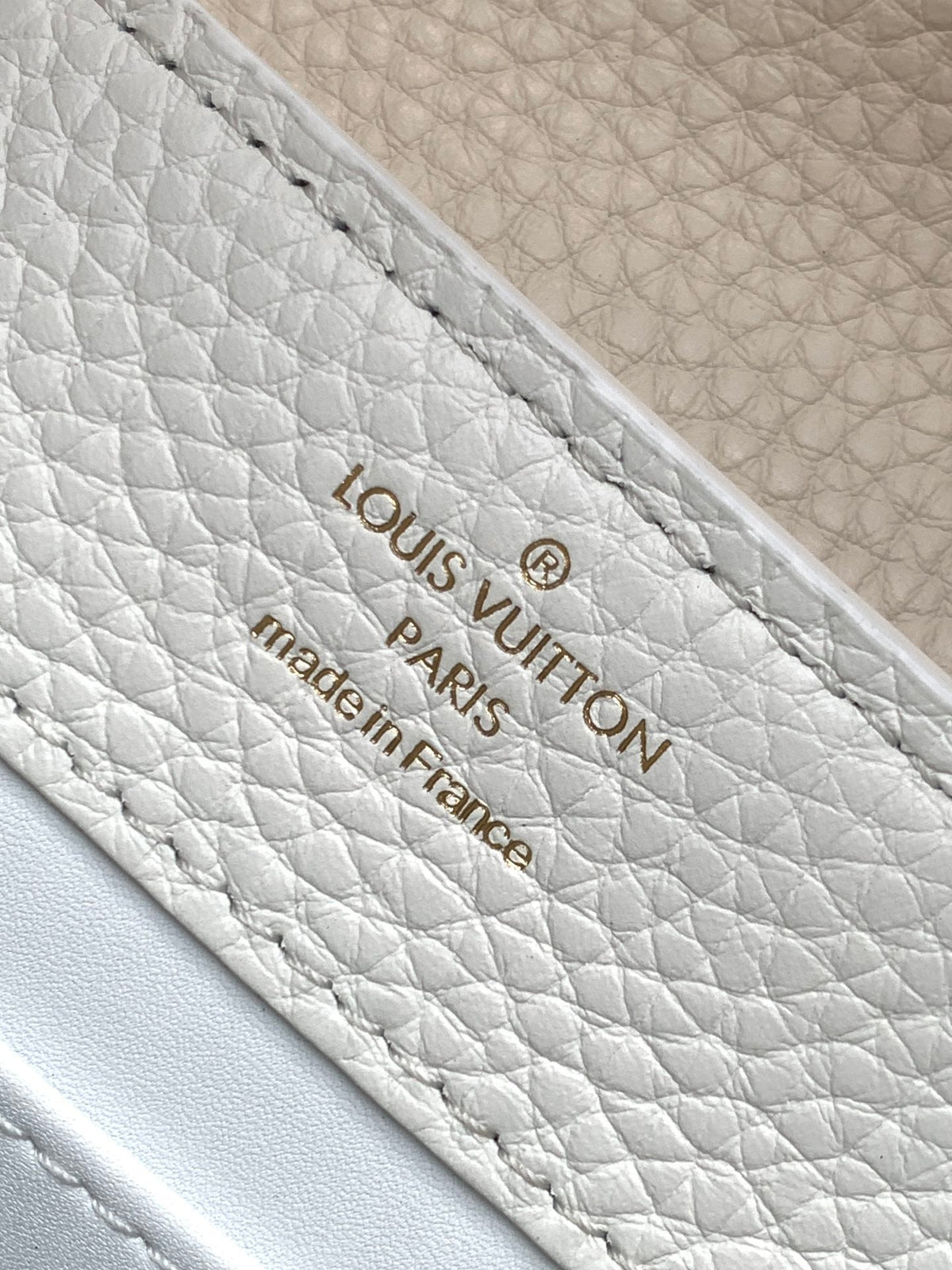 Capucines Mini 21 in White Mix Pink and Beige Taurillon Gold Hardware