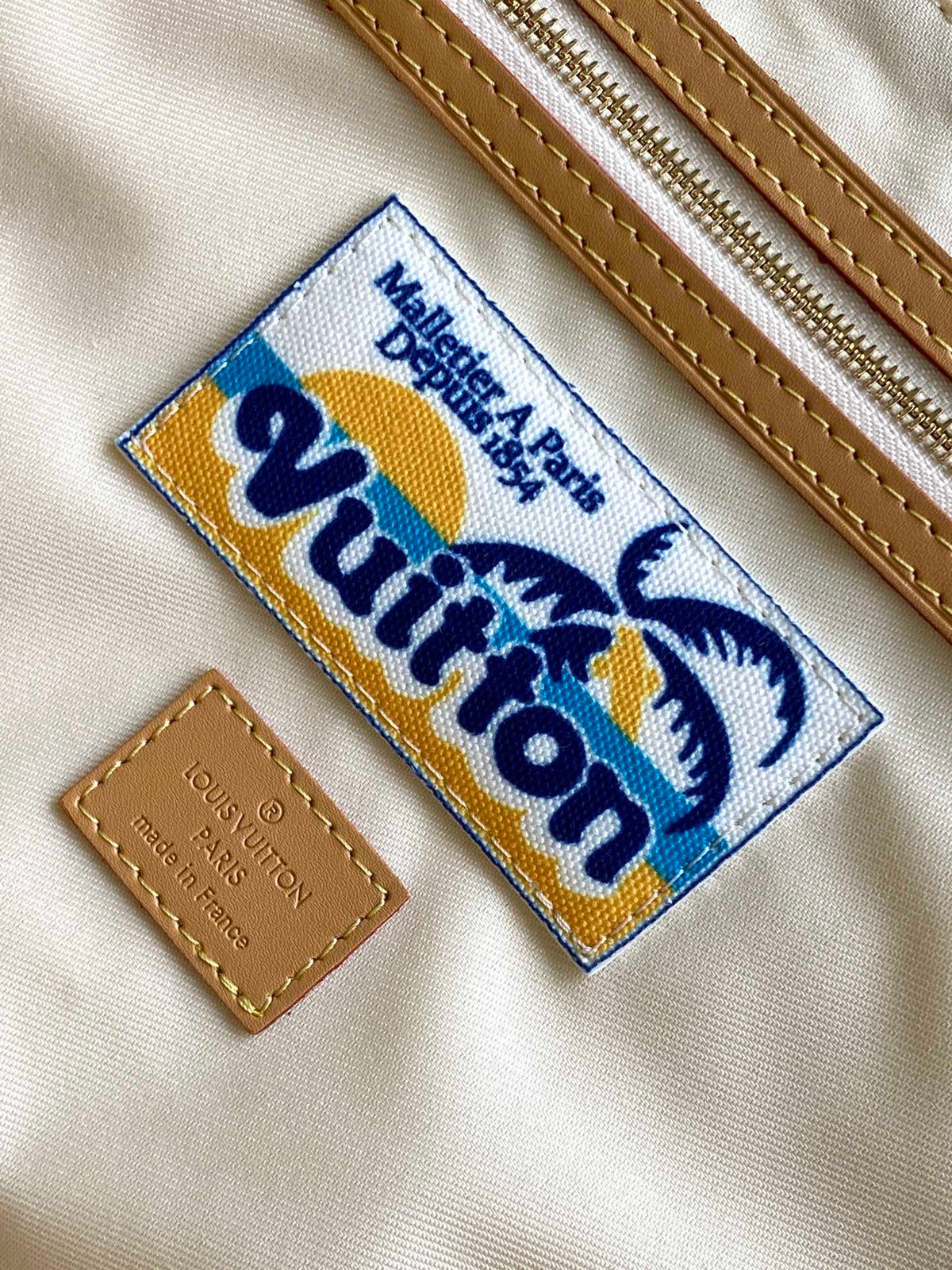 Keepall Bandoulière 50 in Sand Tropical Motifs Monogram Surfin Canvas