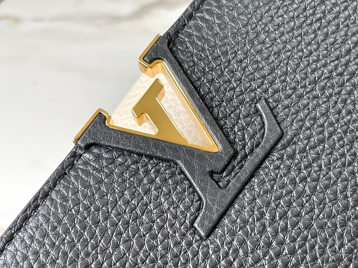 Capucines BB 27 in Black Mix White Taurillon Gold Hardware