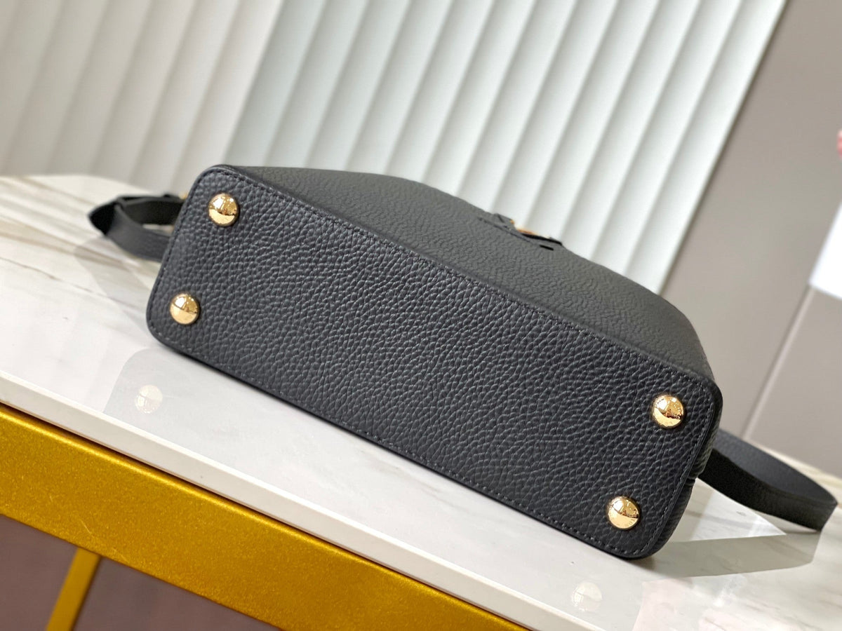 Capucines BB 27 in Black Mix White Taurillon Gold Hardware