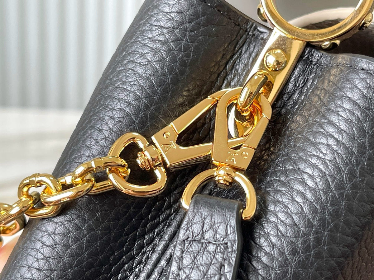 Capucines Mini 21 in Black Mix White Taurillon Gold Hardware