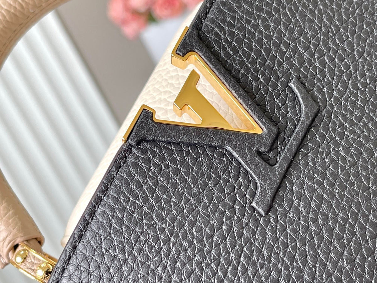 Capucines Mini 21 in Black Mix White Taurillon Gold Hardware