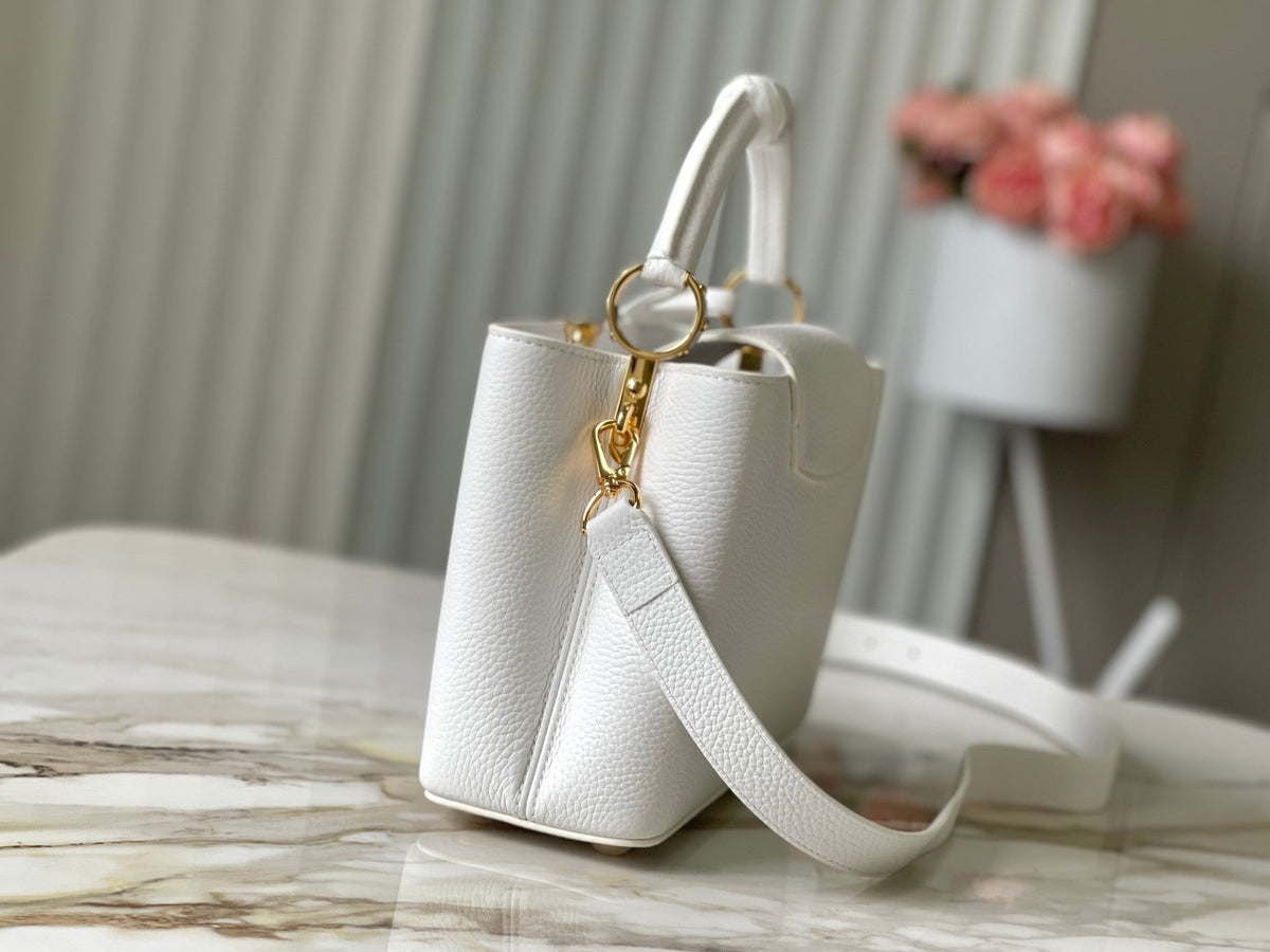 Capucines BB 27 in White Taurillon Gold Hardware
