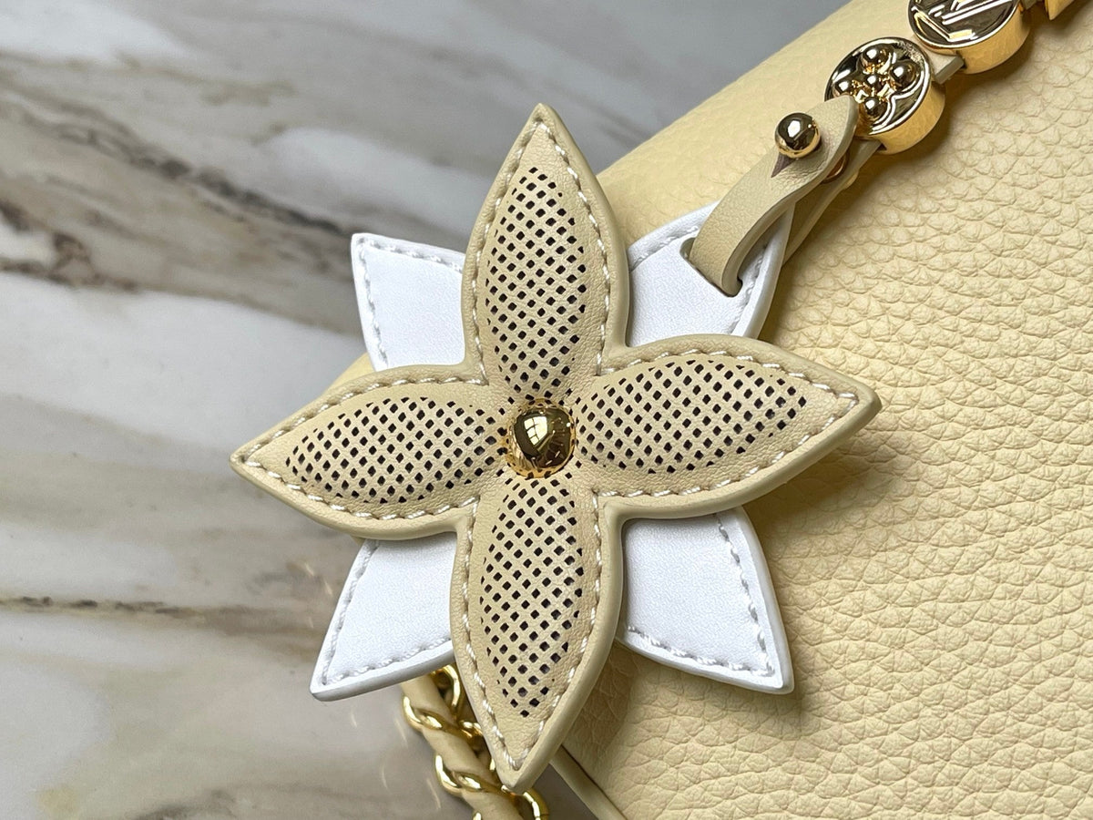 Capucines East-west Mini 22 in Banana Yellow Taurillon Gold Hardware