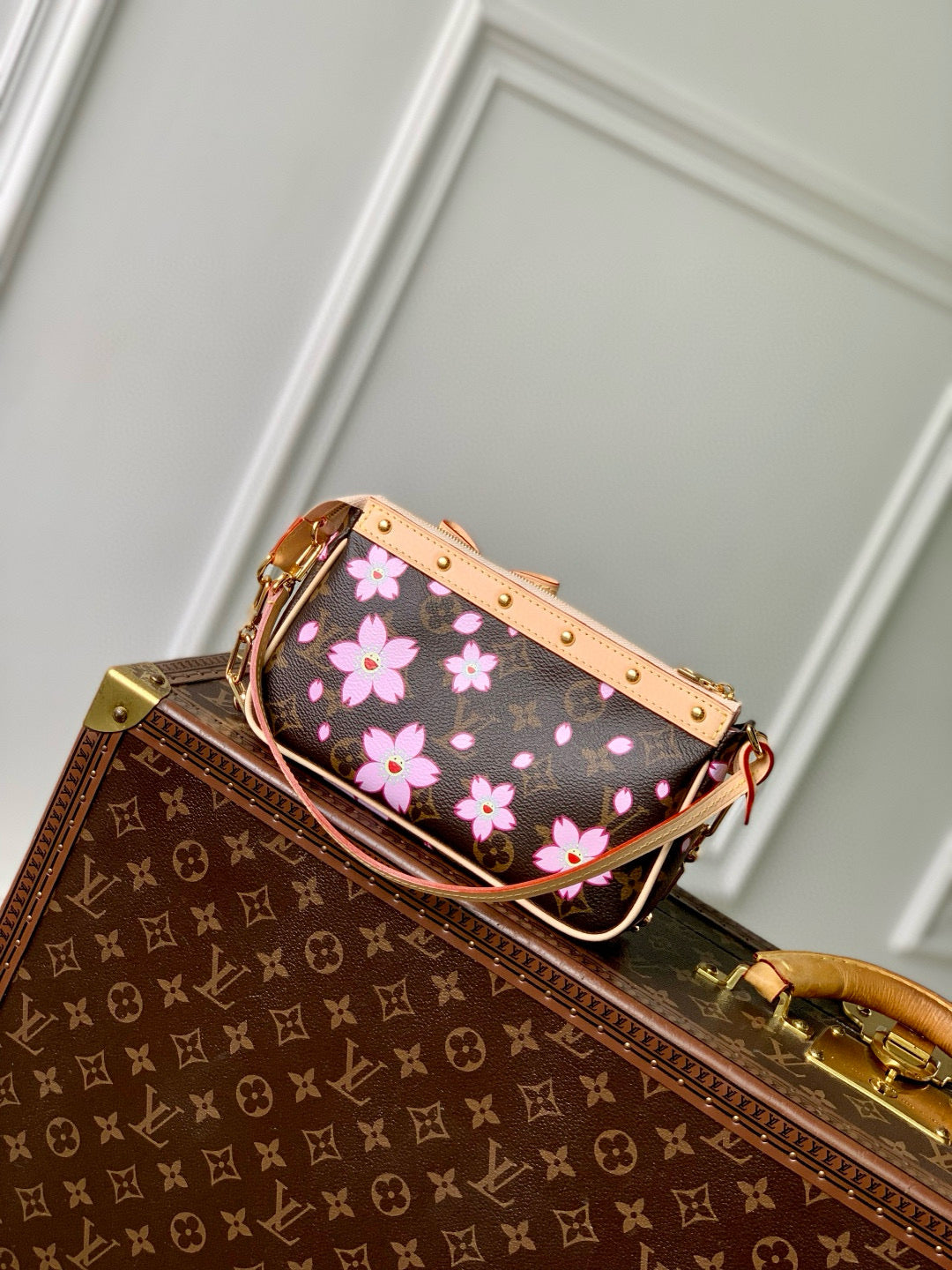 Pochette Accessoires 22 in Brown Monogram Canvas Cherry Blossom