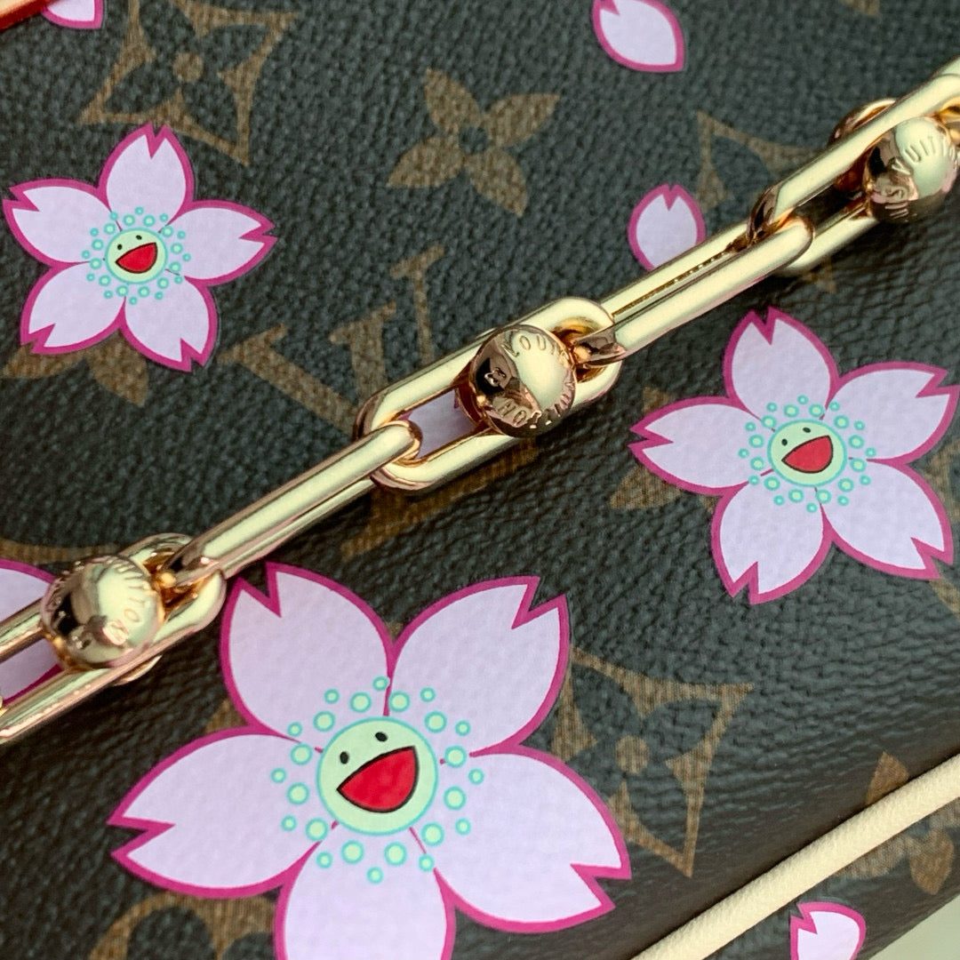 Pochette Accessoires 22 in Brown Monogram Canvas Cherry Blossom